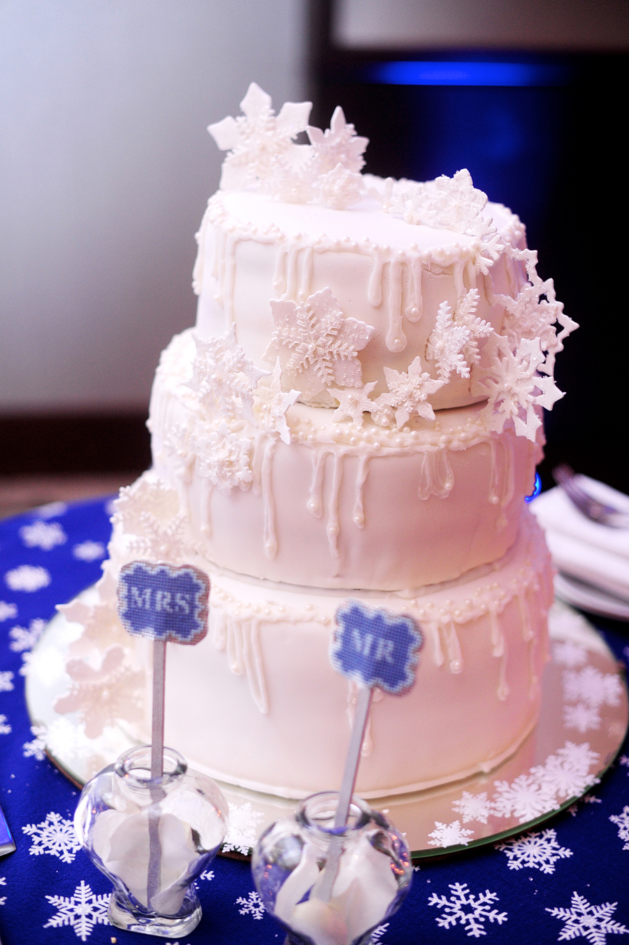 homemade winter themed wedding cake