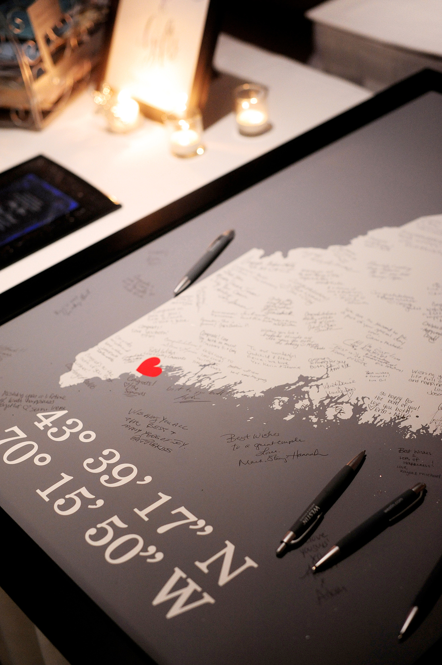 maine coordinates wedding guestbook