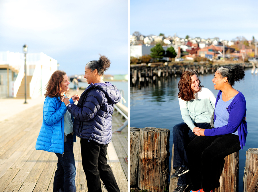 couple at portland, maine pier