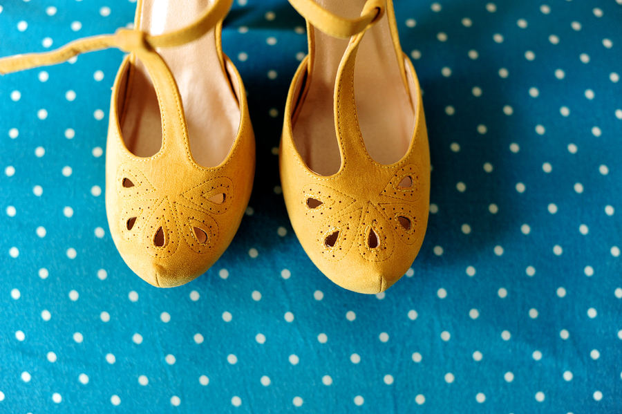 yellow vintage wedding shoes