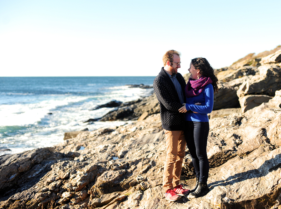 happy couple on the coast of maine