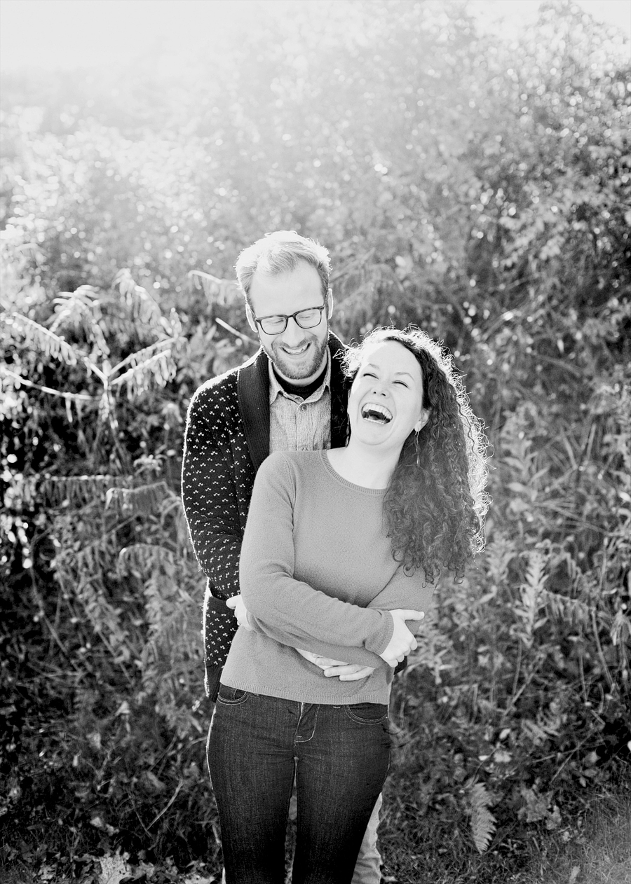 black and white engagement photo