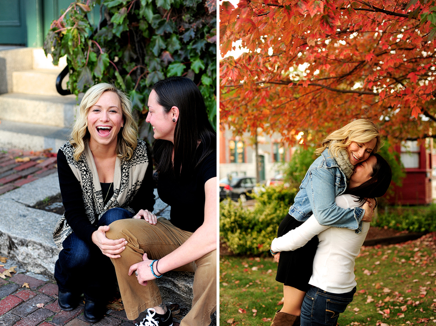 happy engagement photos in maine