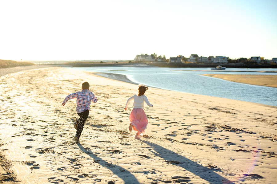 kids running at ferry beach in scarborough maine