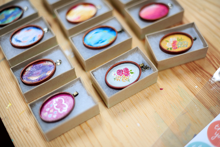 hand painted pendants by hello hue