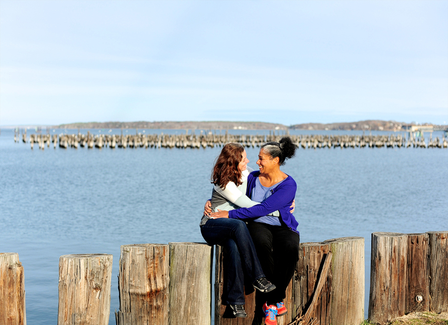 portland waterfront engagement photos