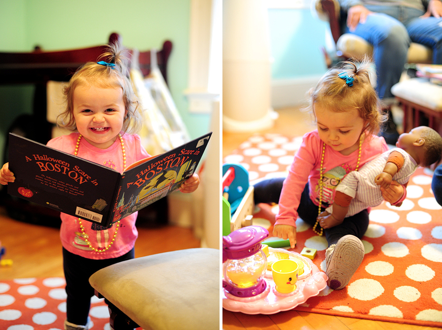 little girl reading a halloween scare in boston