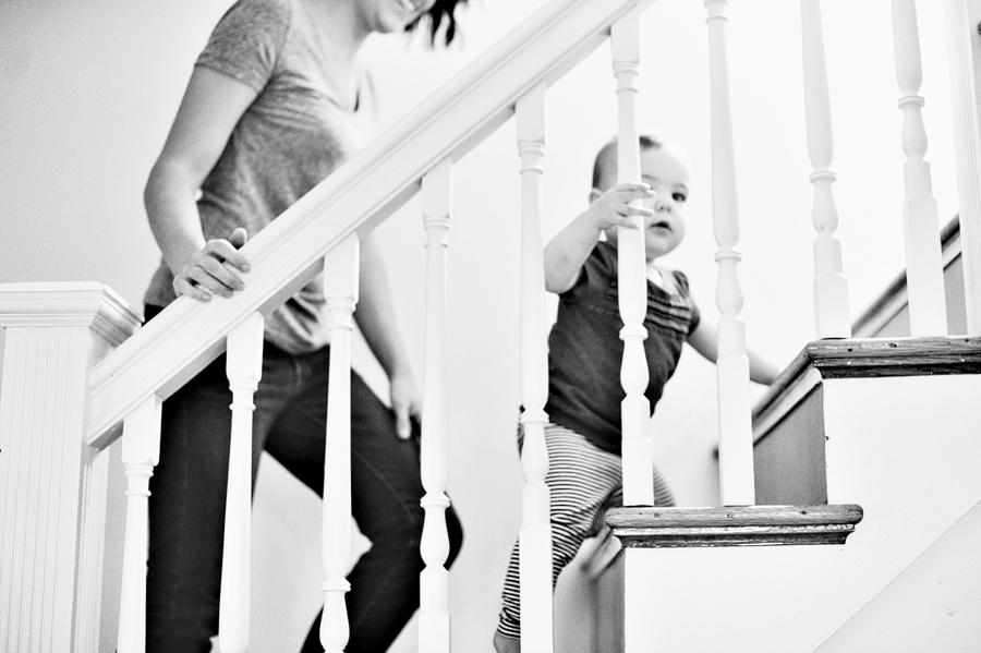 little girl walking up the stairs