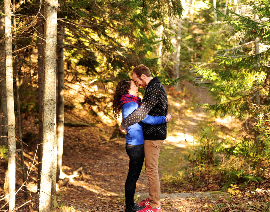 woodsy engagement session in maine