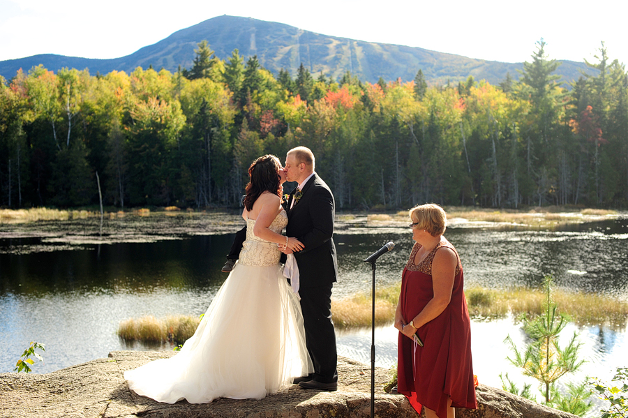 sugarloaf outdoor center wedding first kiss