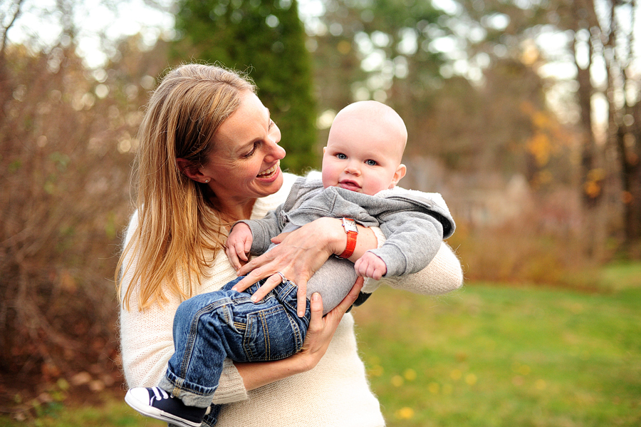 mother holding son