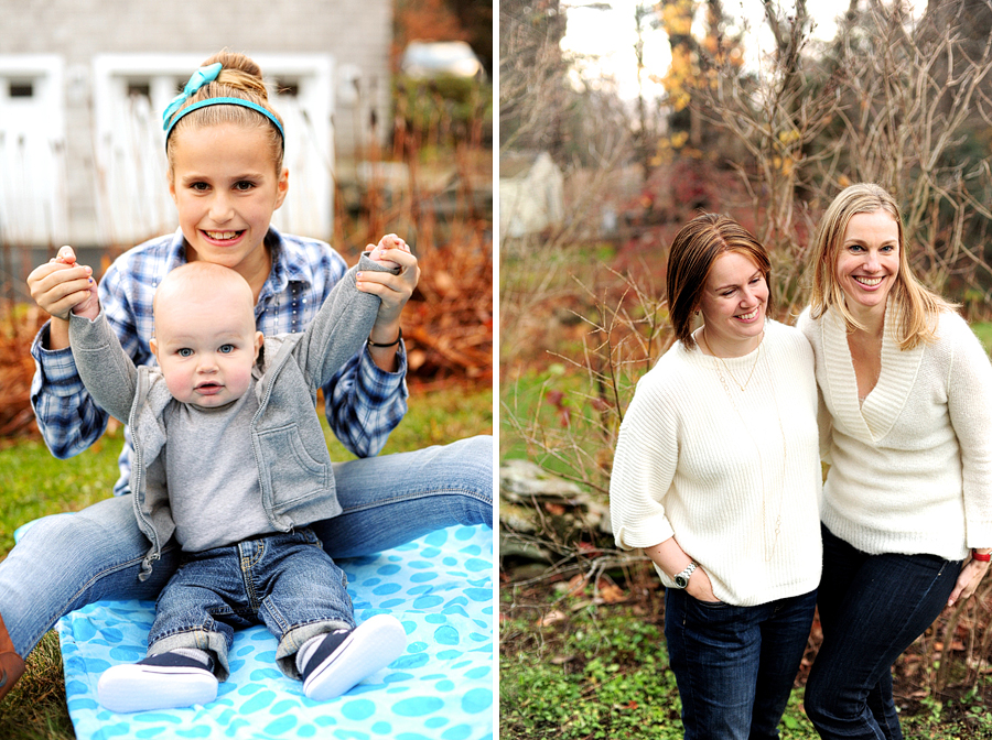 family playing in yard