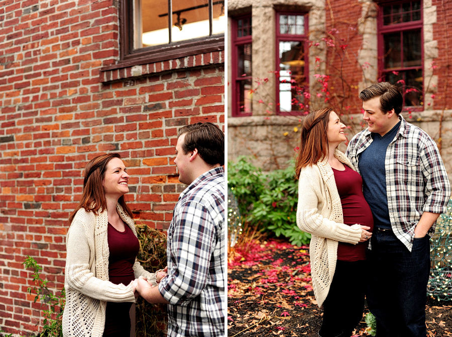 pregnant couple in downtown portland maine