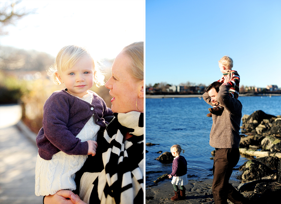 family at the beach in maine