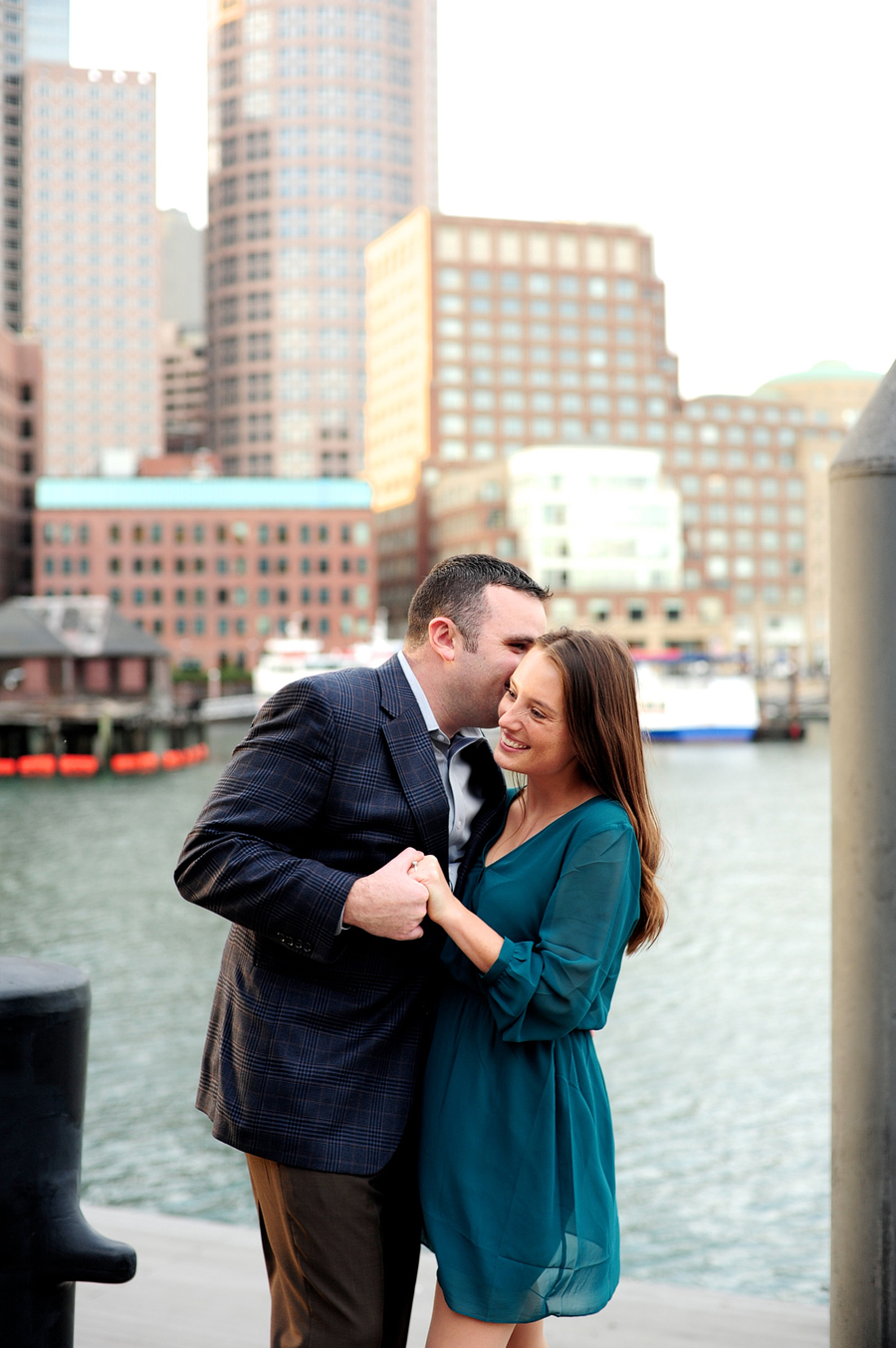 couple snuggling during engagement session