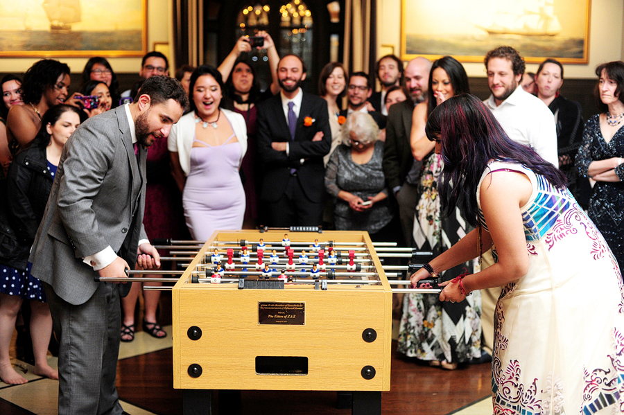offbeat wedding with foosball table