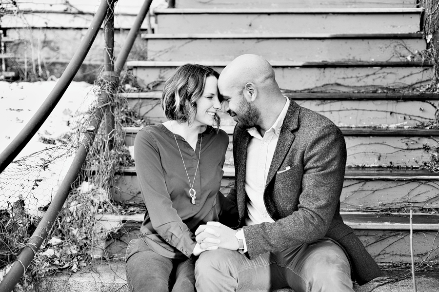 couple on stairs in portland maine