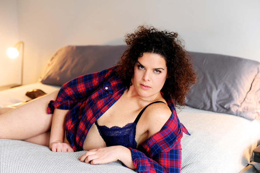 plaid boudoir session