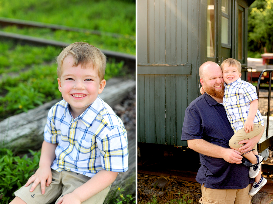 little boy smiling with dad