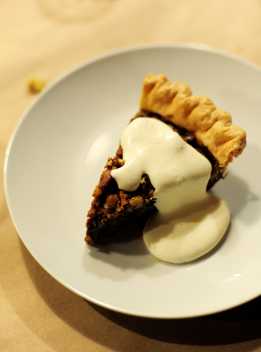 pecan pie with whipped cream