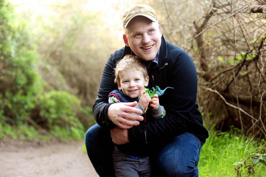 father and son laughing