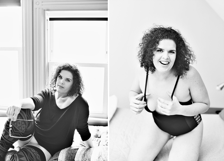 happy boudoir session