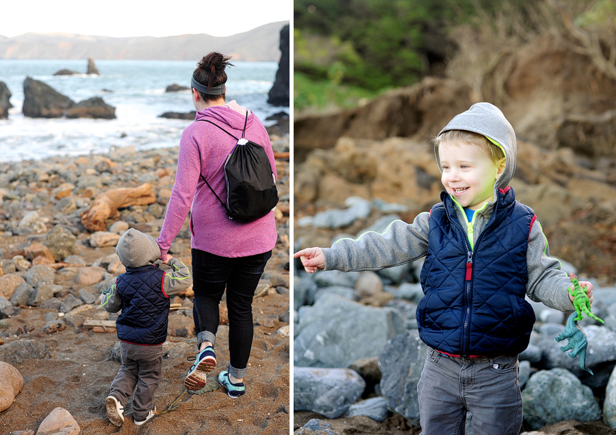 family on mile rock beach