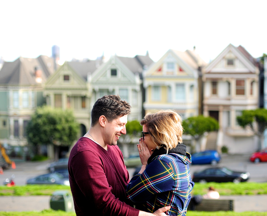 couple at alamo square park