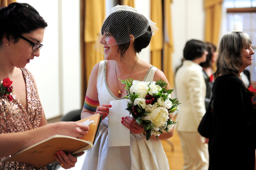 tattooed bride with birdcage veil