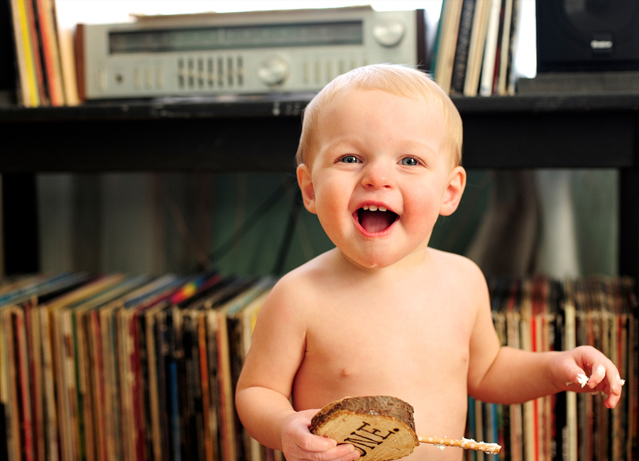 baby excited about cake