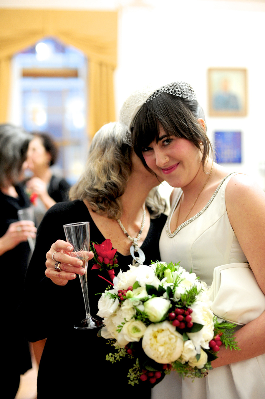 bride with birdcage veil