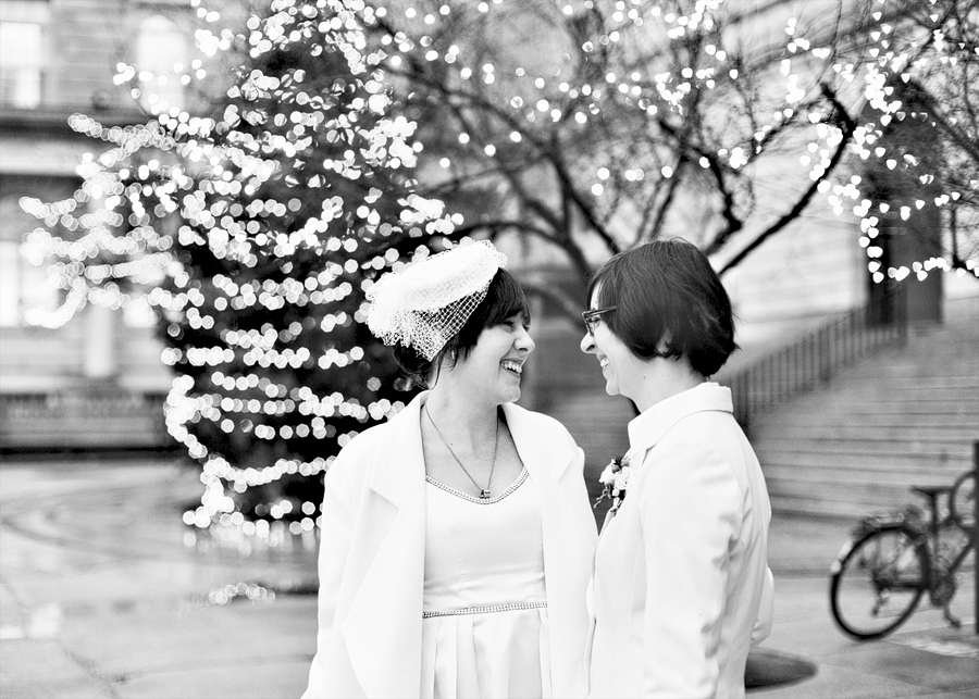 couple with twinkling lights