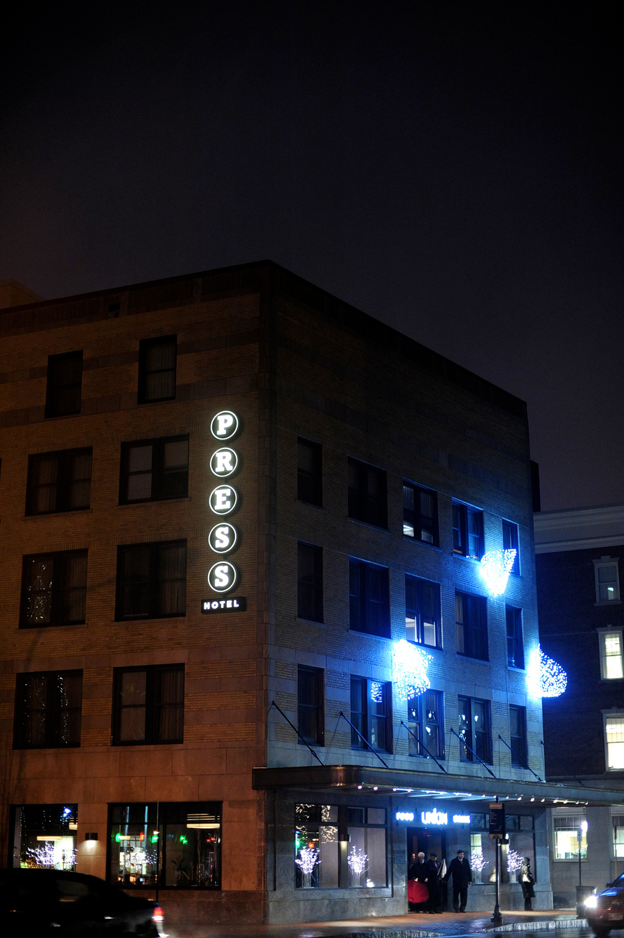 the press hotel at night