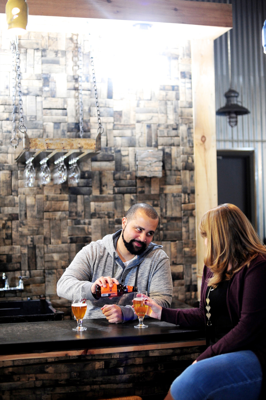 beer themed engagement session