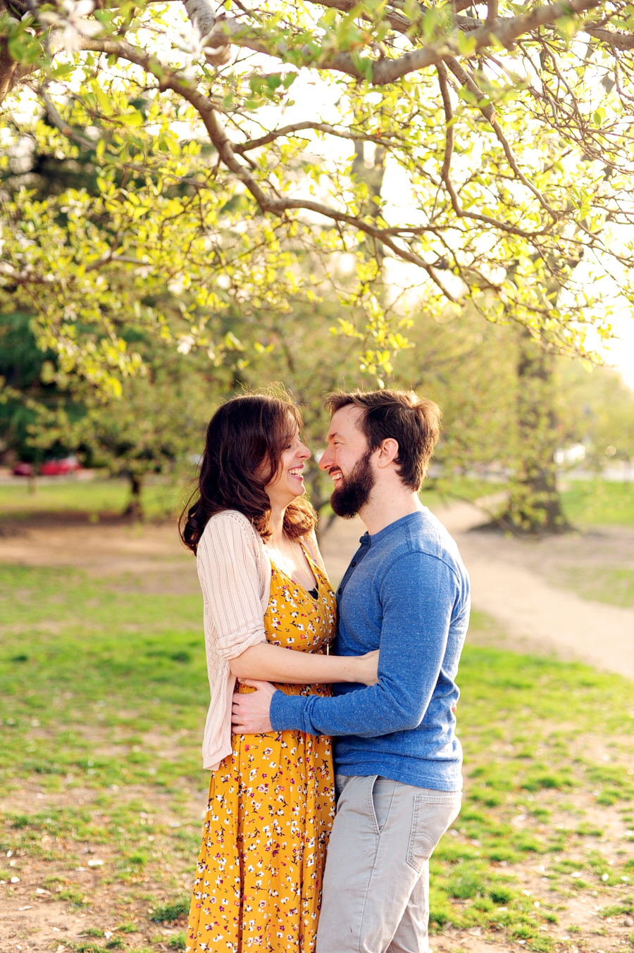 happy couple at park