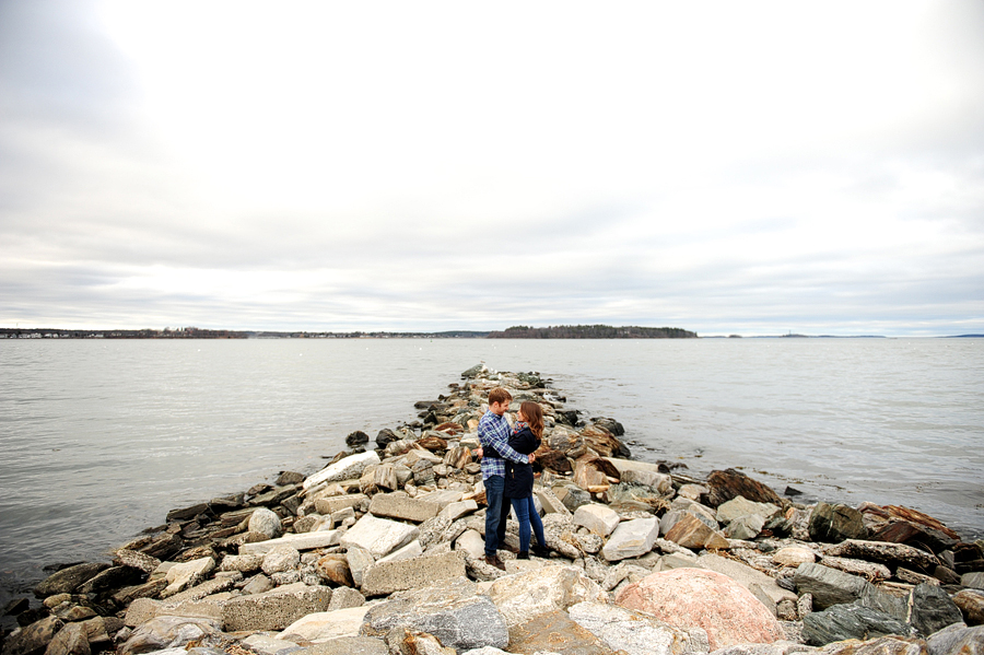 couple on portland maine breakwater