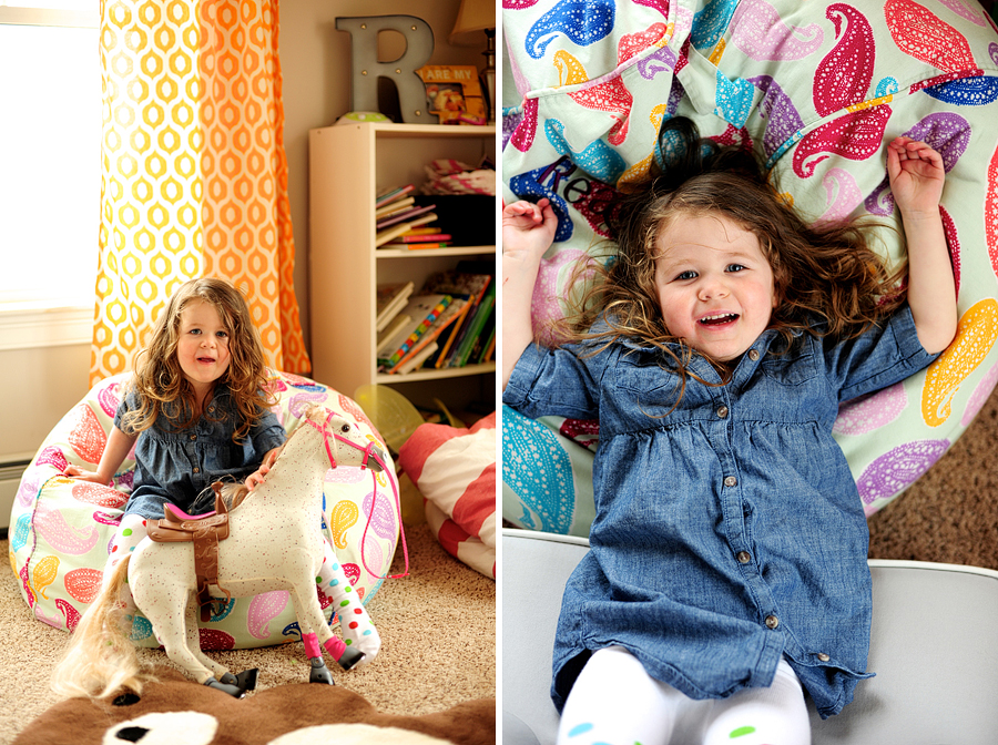 girl playing with her toys