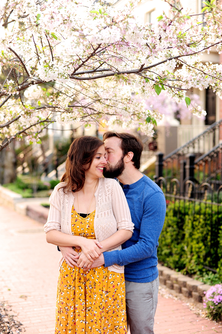 cherry blossoms engagement session