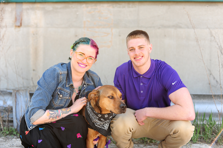 siblings with dog 