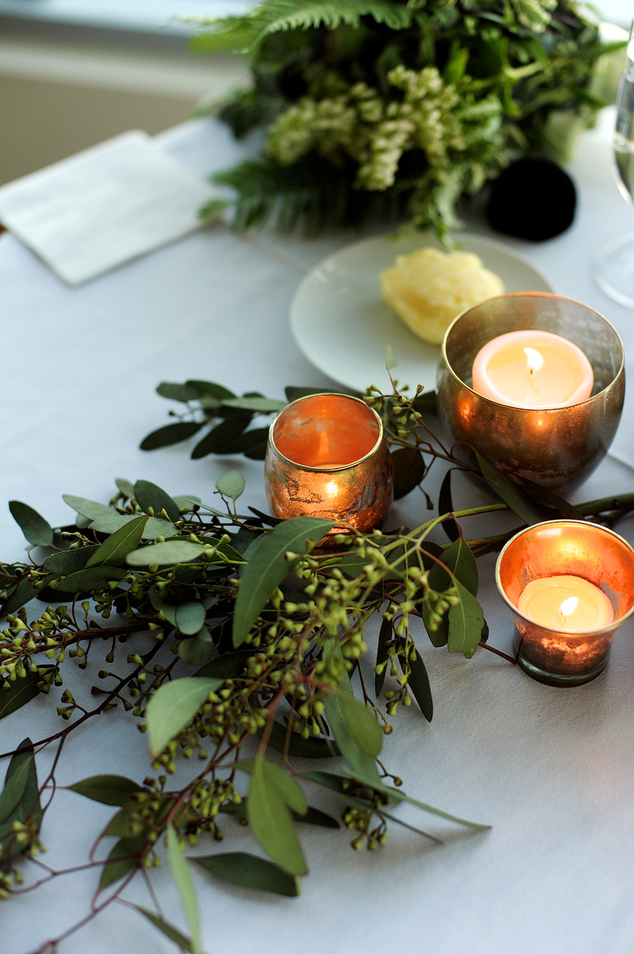 wedding centerpiece with mercury glass