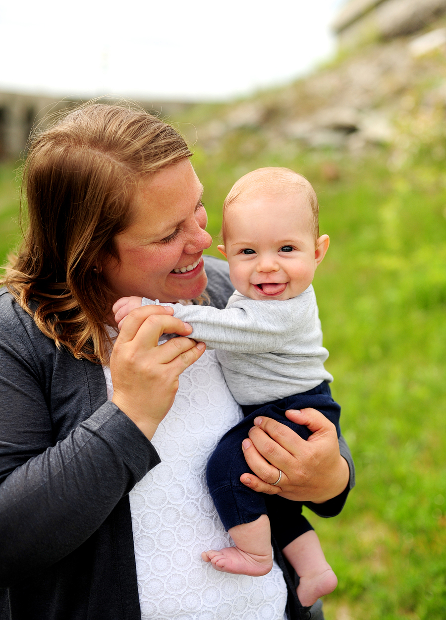 mother smiling with happy baby