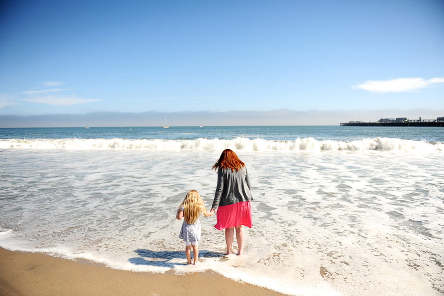 mother and daughter on santa cruz beach