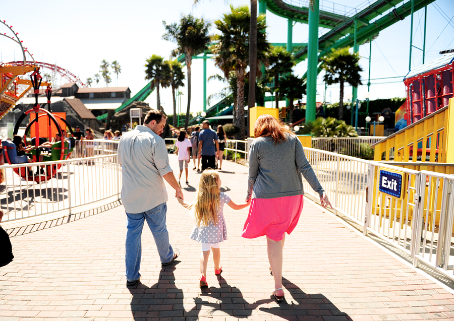 family at santa cruz beach boardwalk