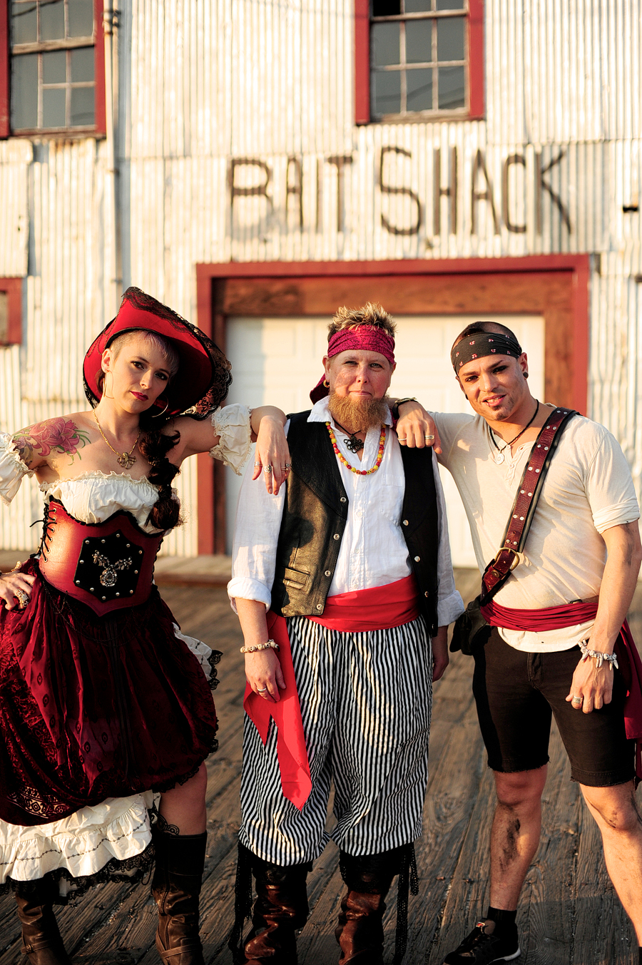 pirates posing by the bait shack