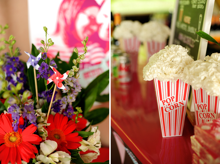 popcorn themed floral display