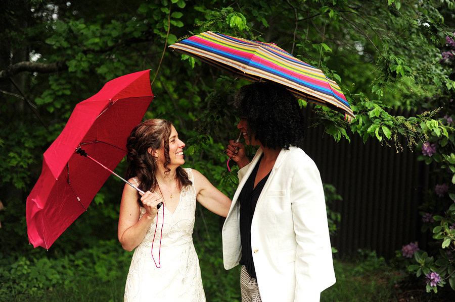 first look with umbrellas