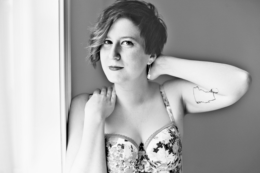 black and white boudoir session