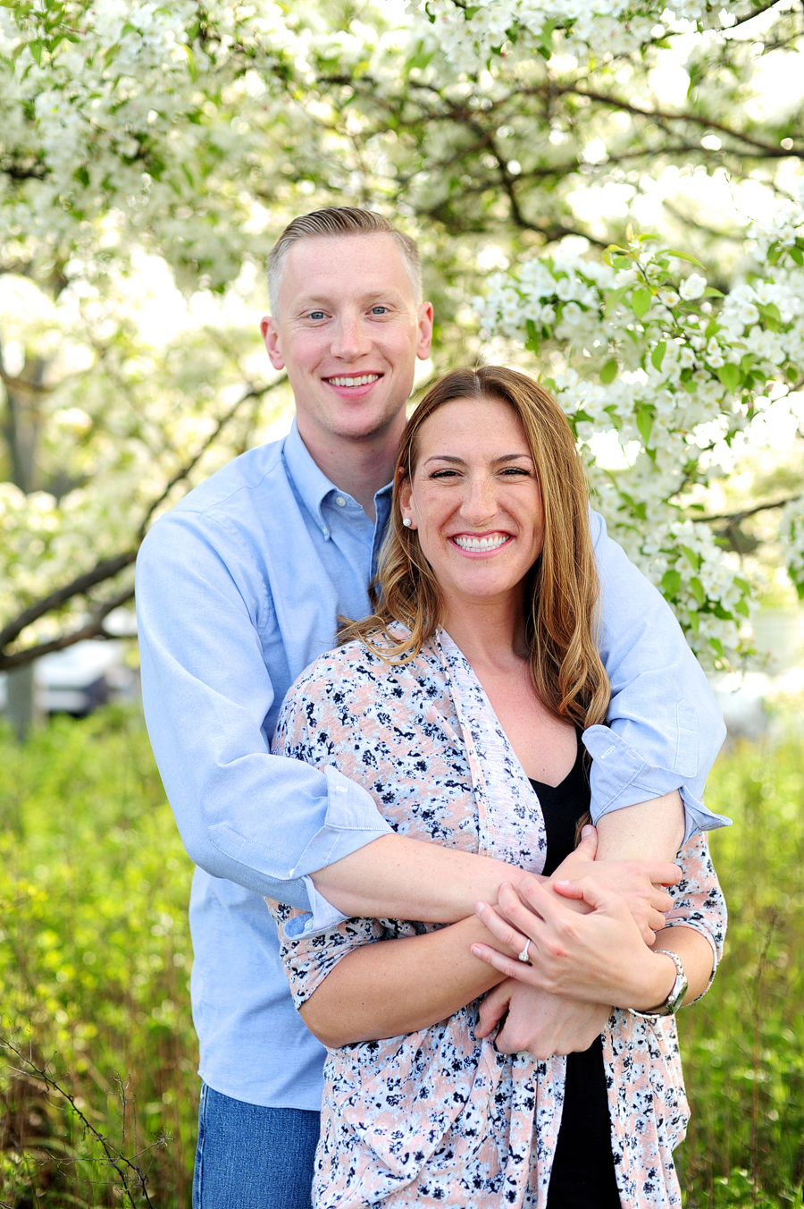 blossoming tree engagement photos