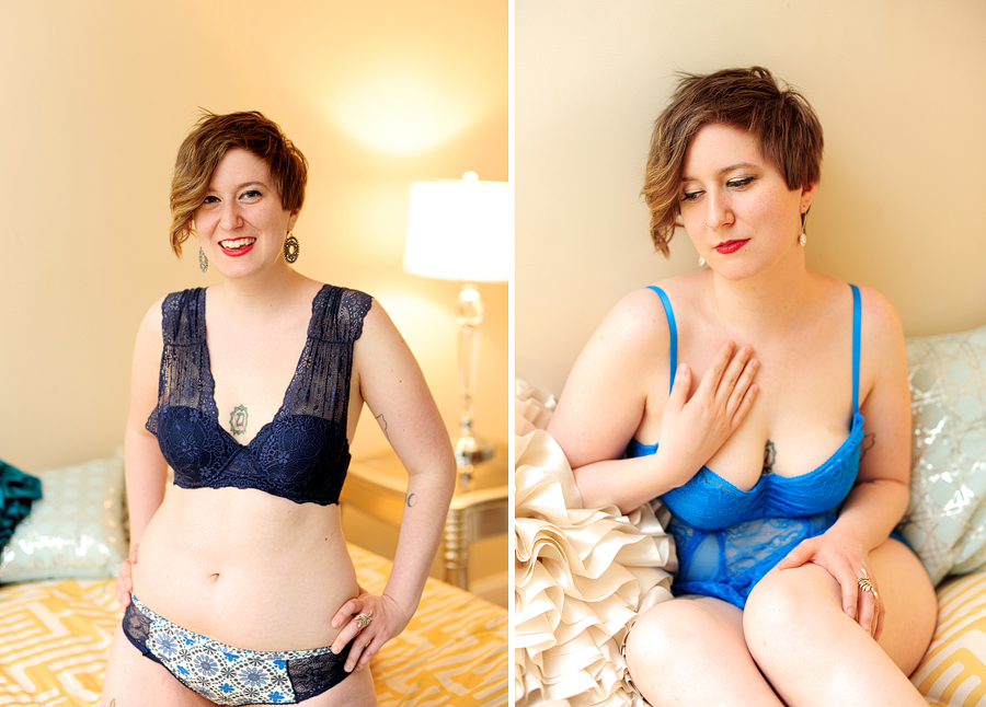 boudoir session with blue lingerie