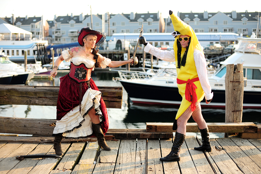pirate battling a banana